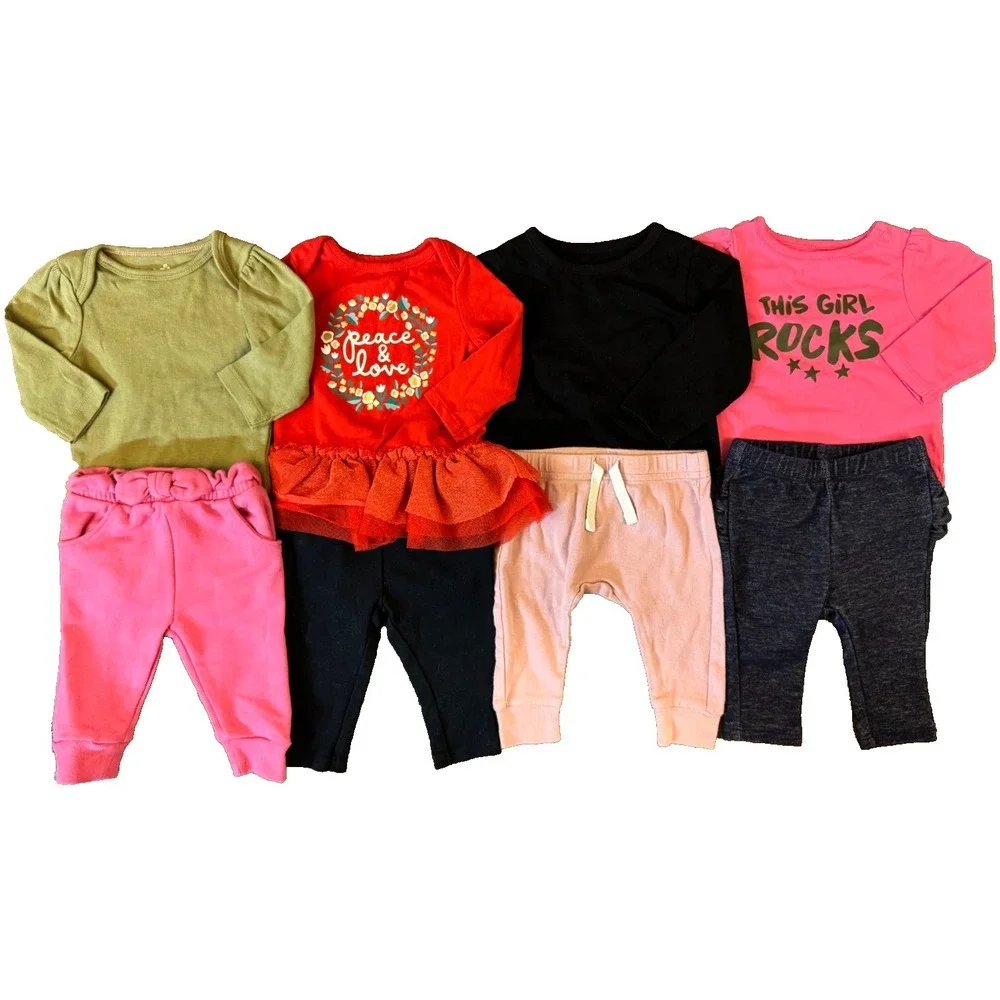 Baby Girl Clothes 0/3 Months Pants Bodysuits Shirts Outfits Long Sleeves‎ Peace